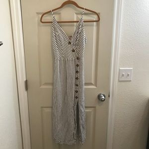 UO Amber Button-Down Linen Midi Dress